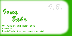 irma bahr business card